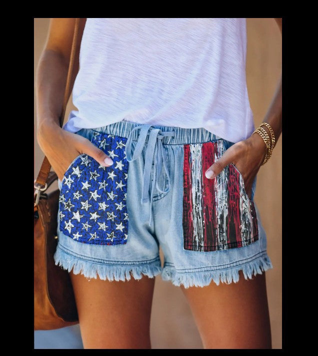 Damen Denim-Shorts mit kreativen Taschen Drune