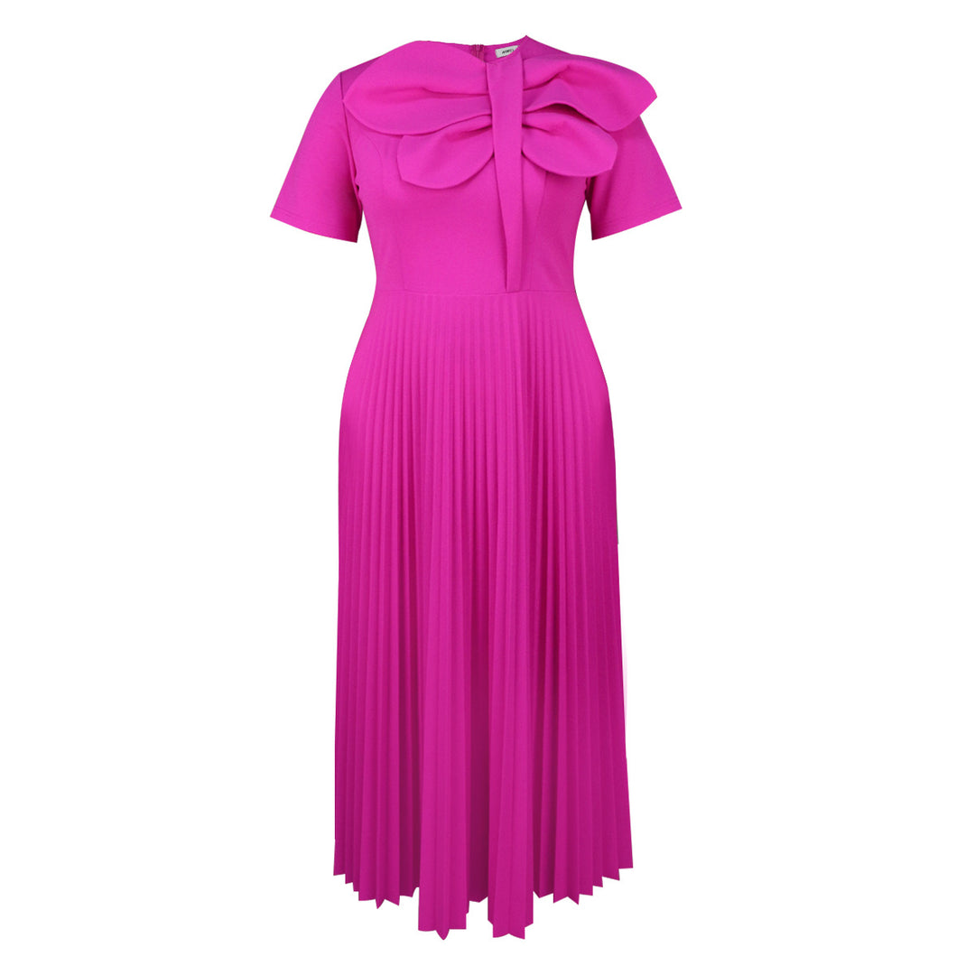 Damen Elegantes Midikleid mit voluminösem Schleifenakzent Drune