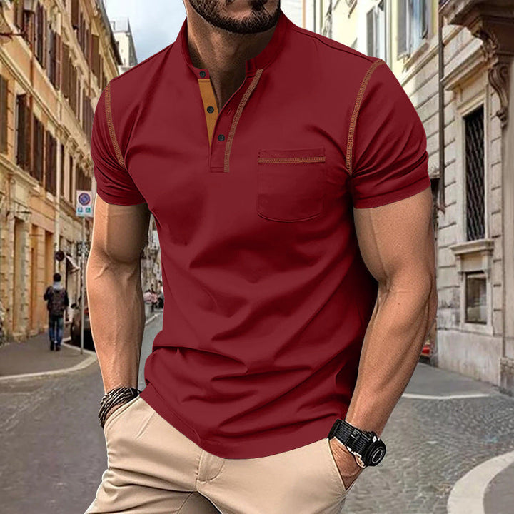 Herren shirt mit modernem Henley-Kragen und praktischen Brusttasche Drune