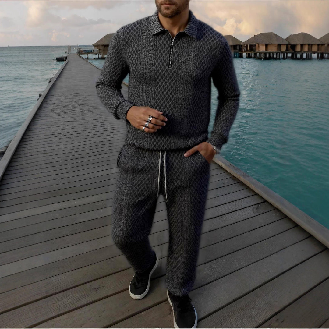 Herren Elegantes Strickanzug aus atmungsaktivem Material mit Stehkragen Drune
