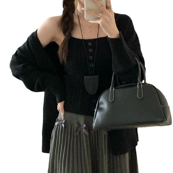 Damen Strickset mit Knopfleiste und lässigem Design Drune