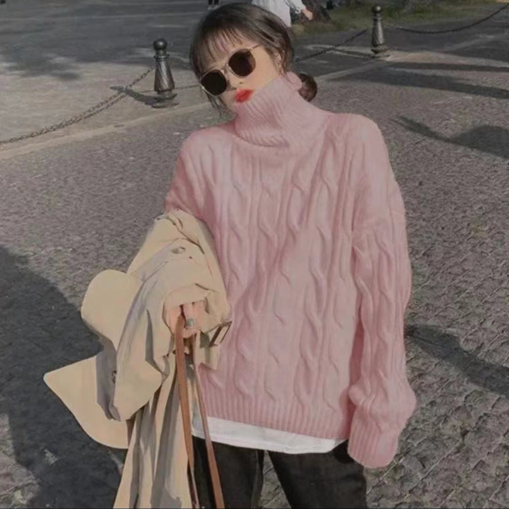 Damen Strickpullover mit hohem Kragen Drune