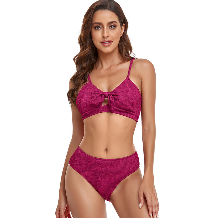 Damen Bikini-Set mit verspieltem Knoten und hoch geschnittenem Unterteil Drune