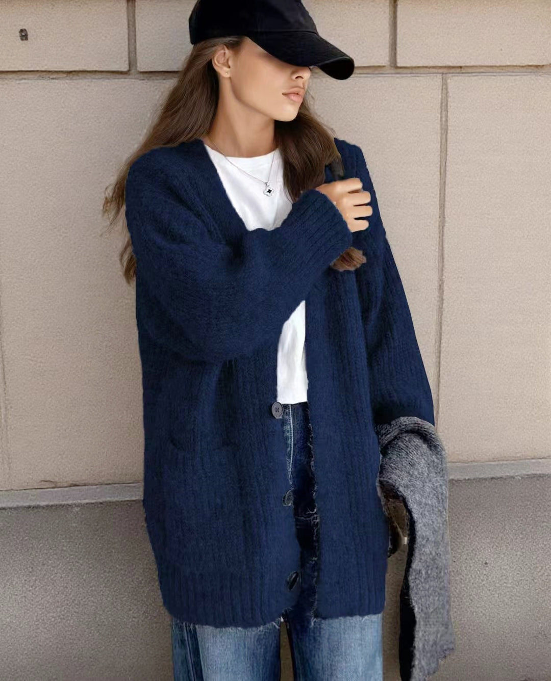 Damen Grobstrick-Cardigan mit einzigartigen Strukturmustern und praktischen Taschen Drune