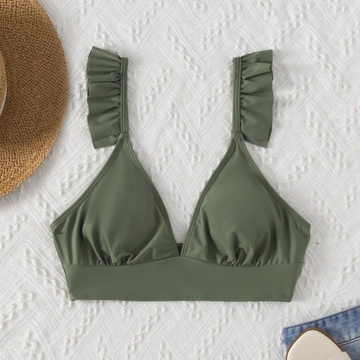 Damen Triangel-Bikini-Oberteil mit Rüschendetails Drune