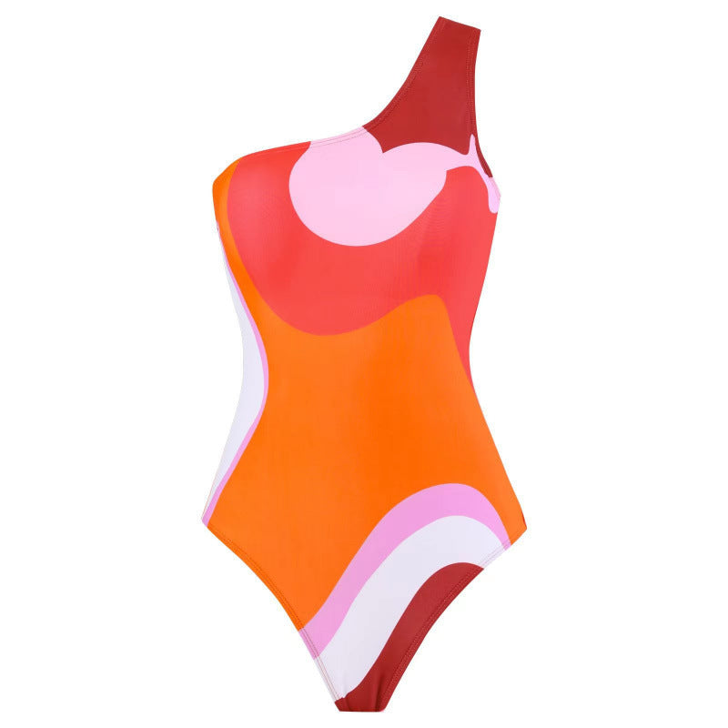 Damen Einteiler Badeanzug mit modischem Muster und passendem Sarong Drune