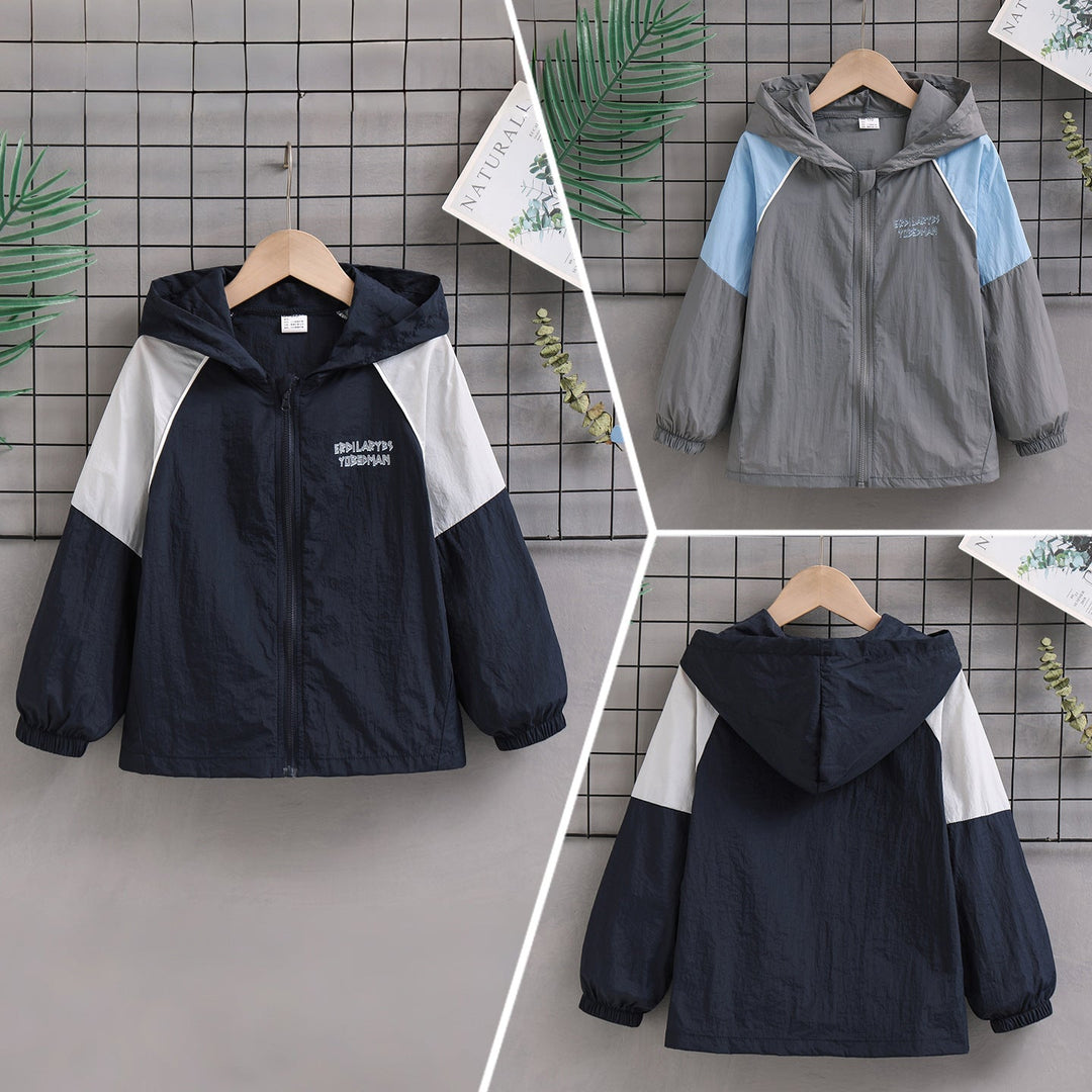 Unisex nan leichte Kapuzen-Windjacke mit Kontrastärmeln und elastischen Bündchen Drune