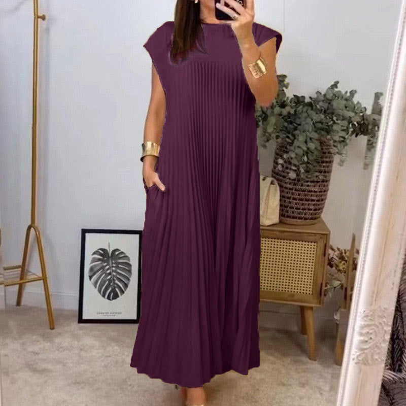 Damen Plissiertes Maxikleid mit elegantem Schnitt und dekorativen Details Drune