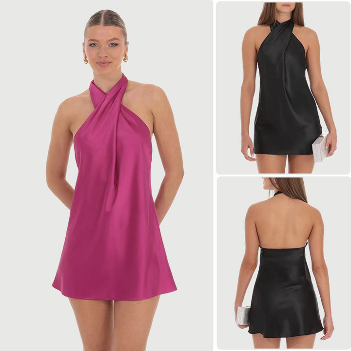 Damen Halterkleid mit schwingendem Rock und elegantem Knotendesign Drune