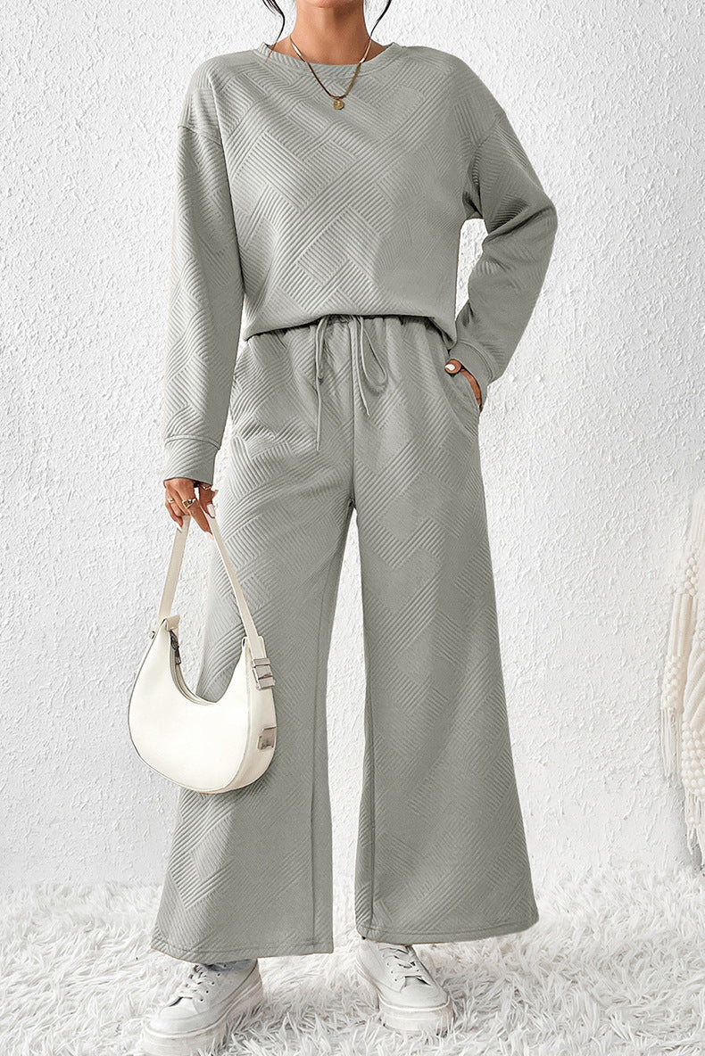 Damen gemütliches Lounge-Set mit strukturiertem Muster Drune