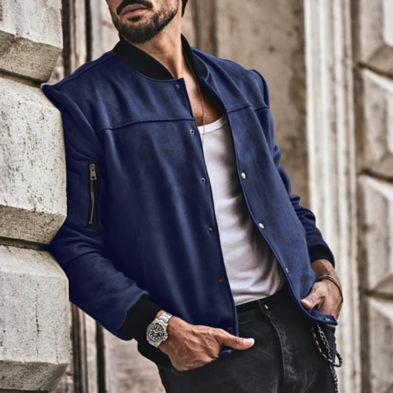 Herren sportliche Collegejacke mit seitlichen Reißverschlusstaschen Drune