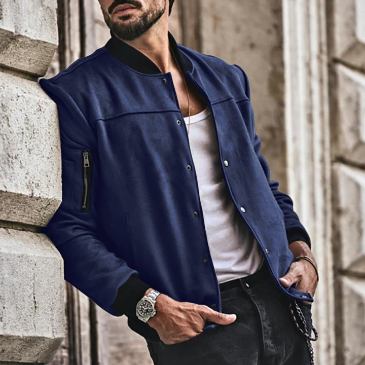 Herren sportliche Collegejacke mit seitlichen Reißverschlusstaschen Drune