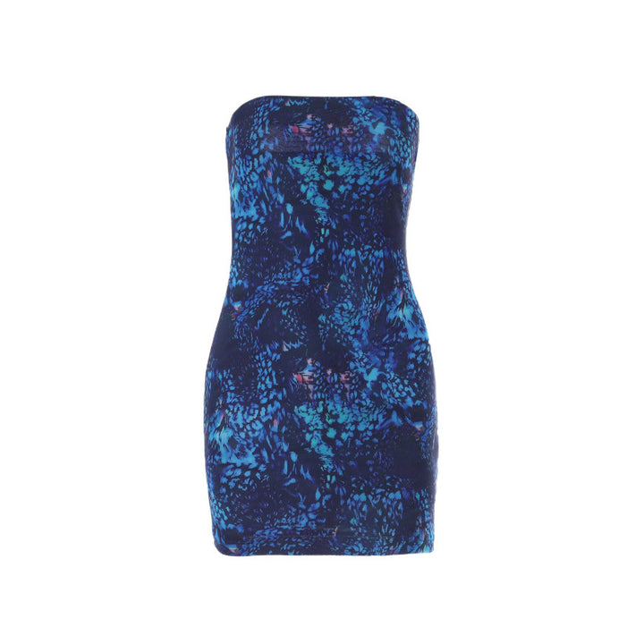 Damen schulterfreies Minikleid im aquatischem Design Drune