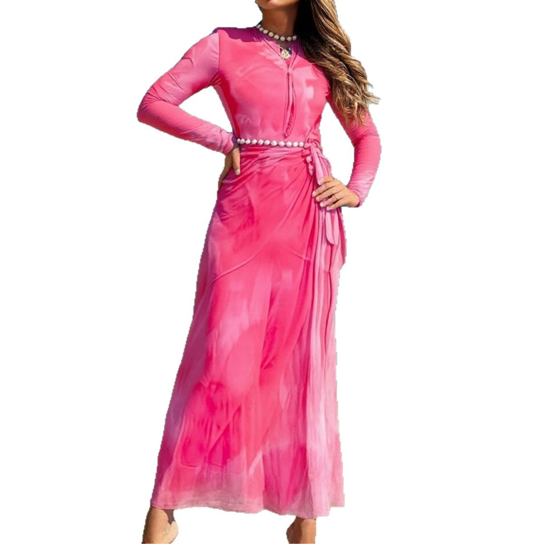 Damen Elegantes Strandkleid mit transparenten Ärmeln und drapiertem Design Drune