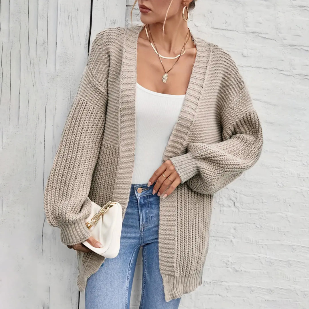 Damen Strickjacke mit oversize Schnitt und tiefem V-Ausschnitt Drune