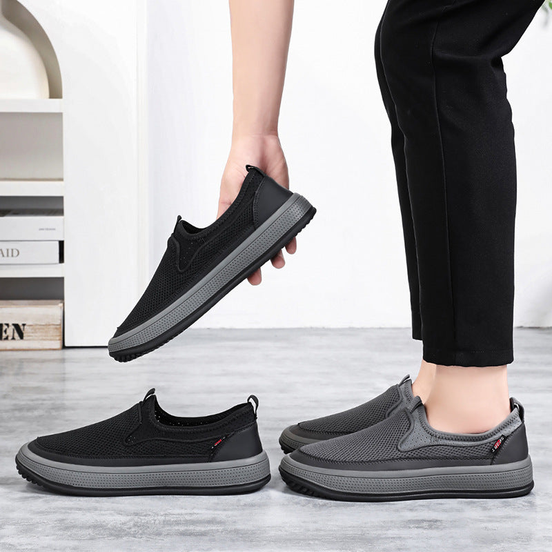 Herren nan atmungsaktiver Slip-On Mesh-Sneaker mit elastischem Einstieg und perforierter EVA-Plateausohle Drune
