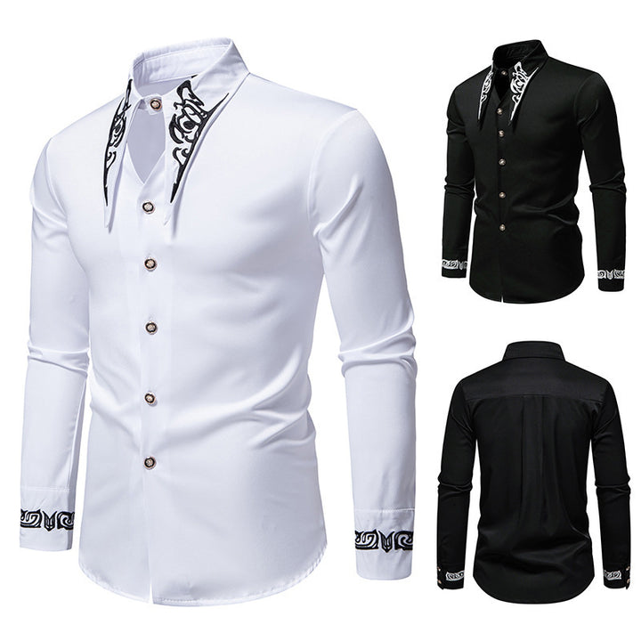 Herren modisches Hemd mit kreativem Kragen-Design Drune