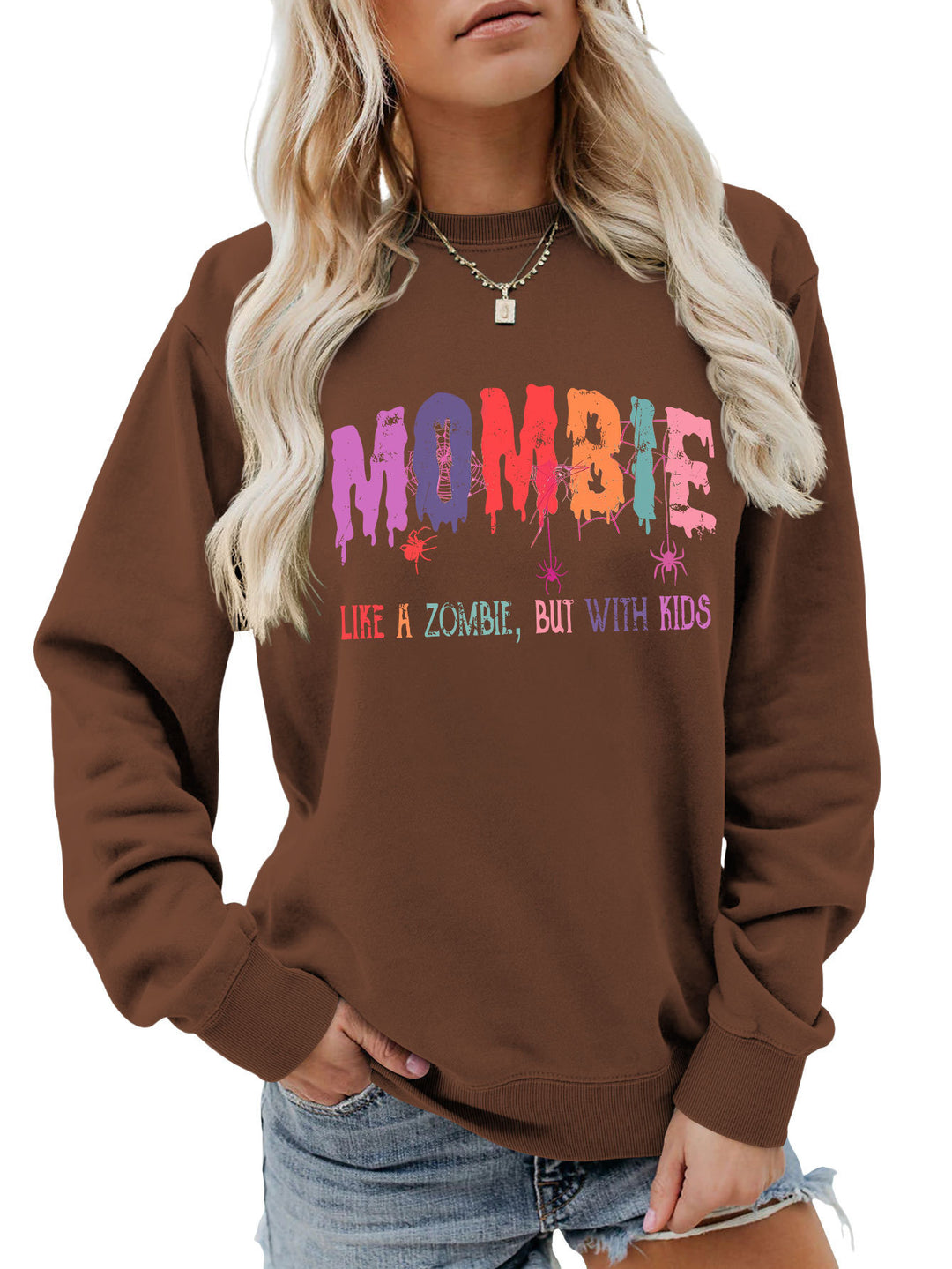 Damen Sweatshirt mit kreativem Zombie-Motiv Drune