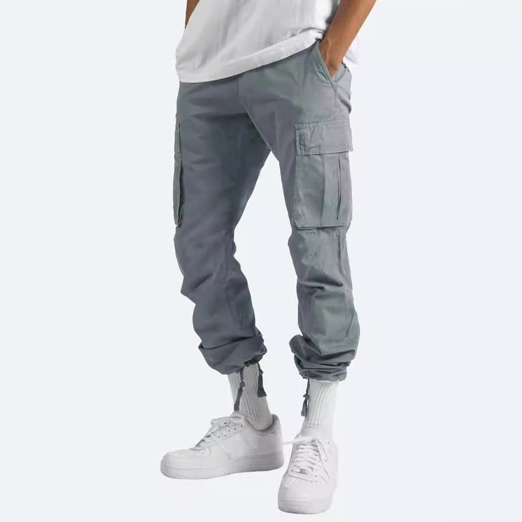 Herren nan lässige Baumwoll Cargo-Hose mit Multi-Taschen und verstellbarem Saum Drune