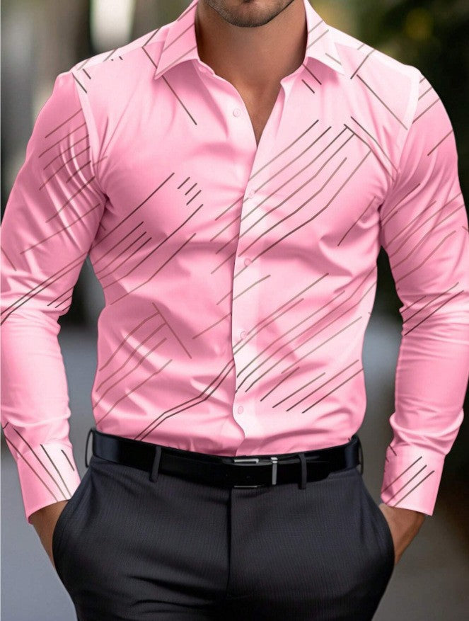 Herren Langarmhemd mit modernem grafischem Design Drune