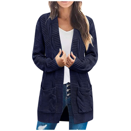 Damen Grobstrickcardigan mit großen Taschen und strukturiertem Muster Drune
