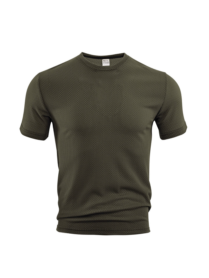 Herren nan Waffelstruktur-T-Shirt mit Rundhalsausschnitt und körpernaher Passform Drune