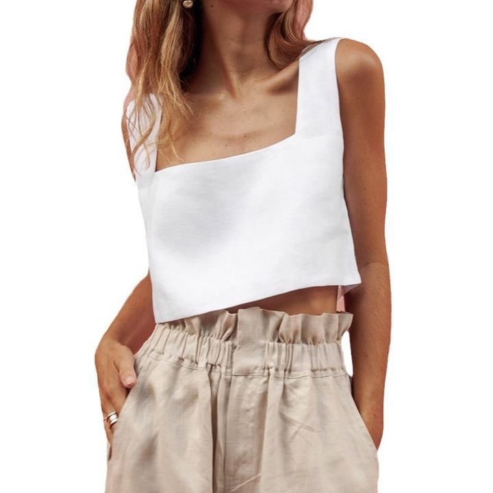 Damen Cropped Top mit quadratischem Ausschnitt und breiten Trägern Drune