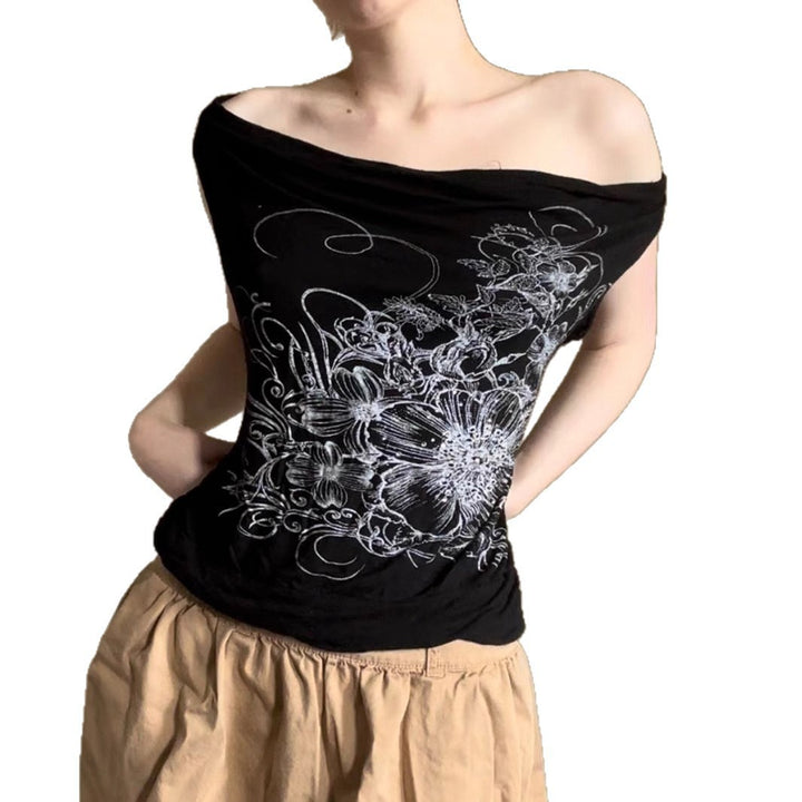 Damen ärmelloses Crossover-Top mit floralem Design Drune