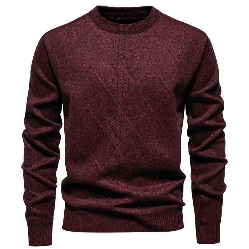 Herren Feiner Strickpullover mit strukturiertem Zopfmuster und Rundhalsausschnitt Drune