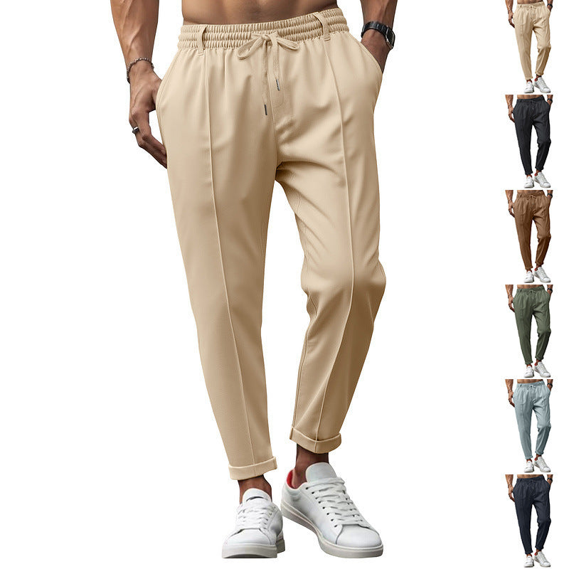 Herren nan tapered Freizeithose mit Bundfalten und elastischem Kordelzug Drune