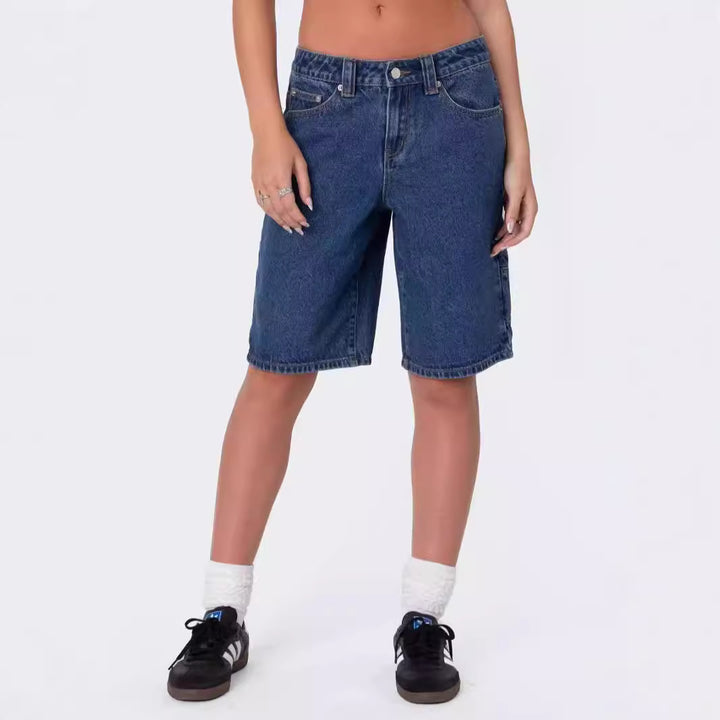 Damen modische Denim-Shorts im lässigen Schnitt mit hoher Taille Drune