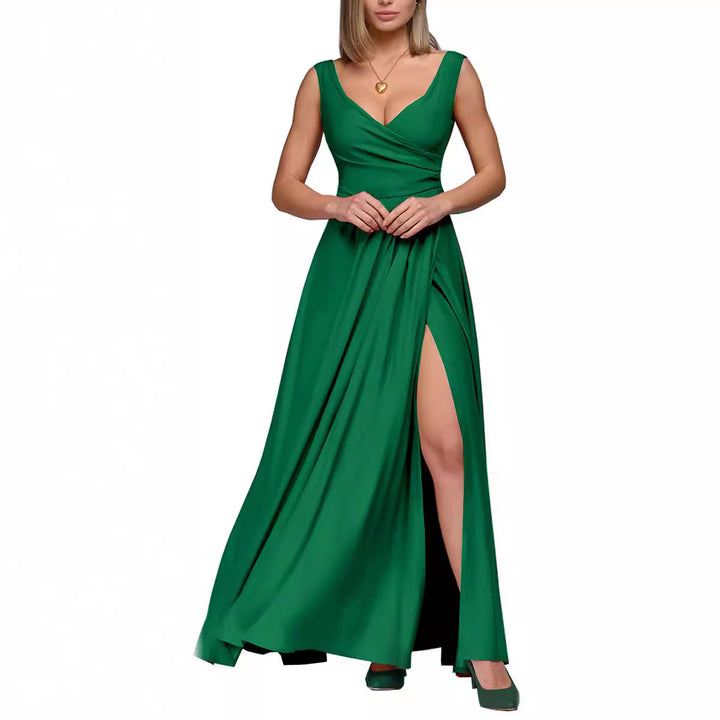 Damen Maxikleid mit fließendem Schnitt und eleganten Drapierungen Drune
