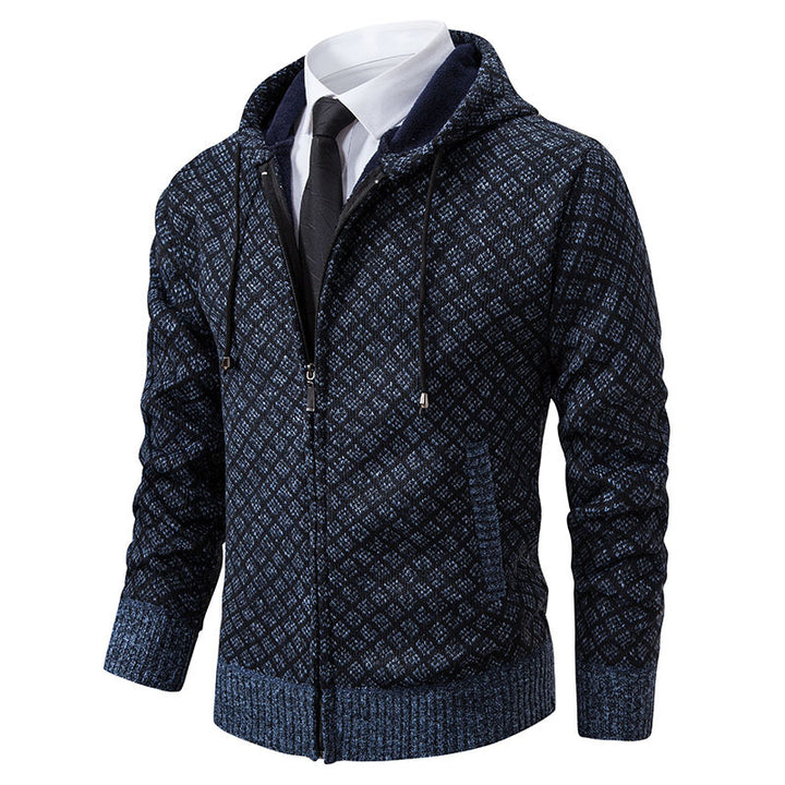 Herren stylische Jacke mit modernem Wabenmuster und Kapuze Drune