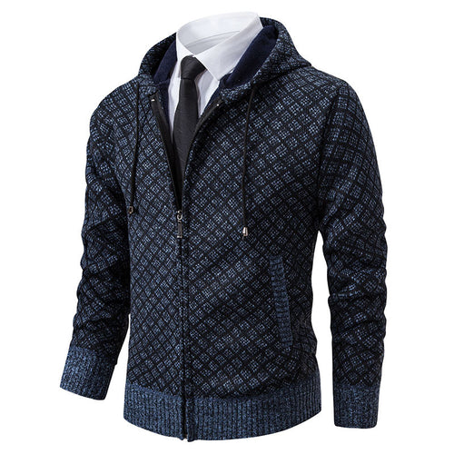 Herren stylische Jacke mit modernem Wabenmuster und Kapuze Drune