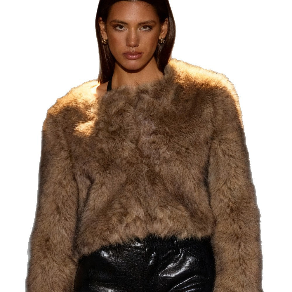 Damen Kunstpelz Jacke mit luxuriösem Finish und schickem Schnitt Drune