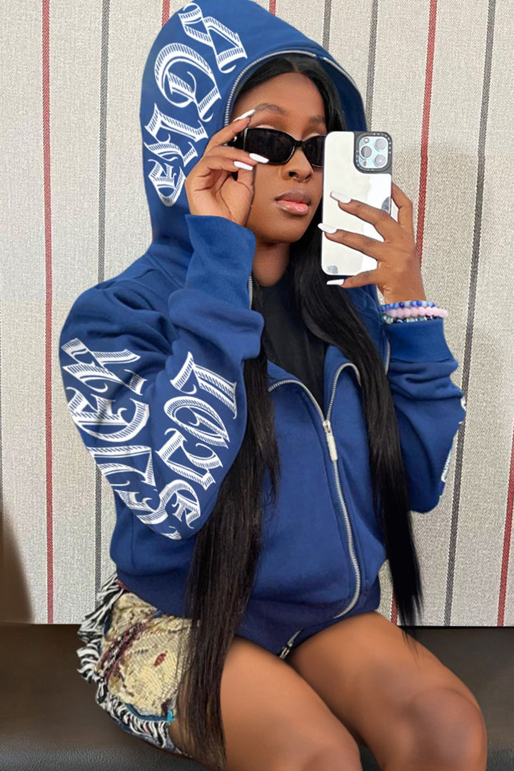 Damen Kapuzenjacke mit auffälligem Schriftzug und hochwertigem Material Drune