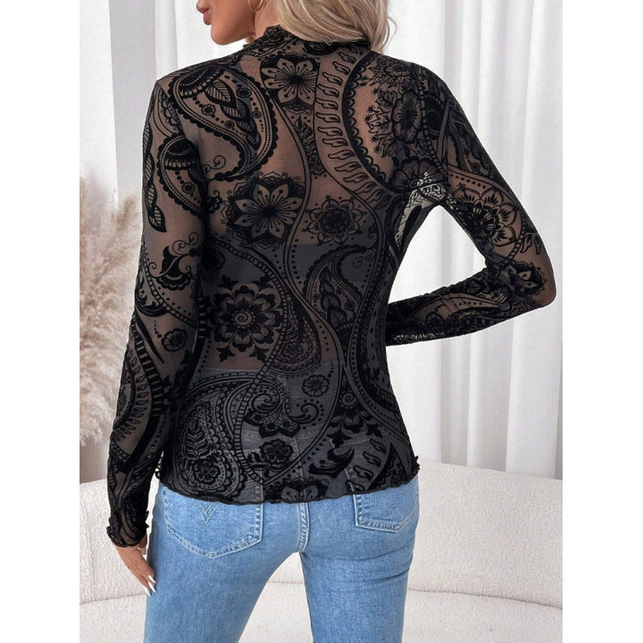 Damen Elegantes Spitzenoberteil mit floralem Muster und enganliegender Passform Drune