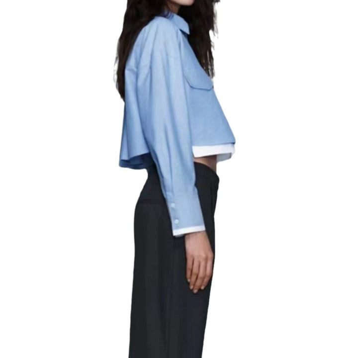 Damen Kurzarm-Bluse mit praktischen aufgesetzten Taschen Drune