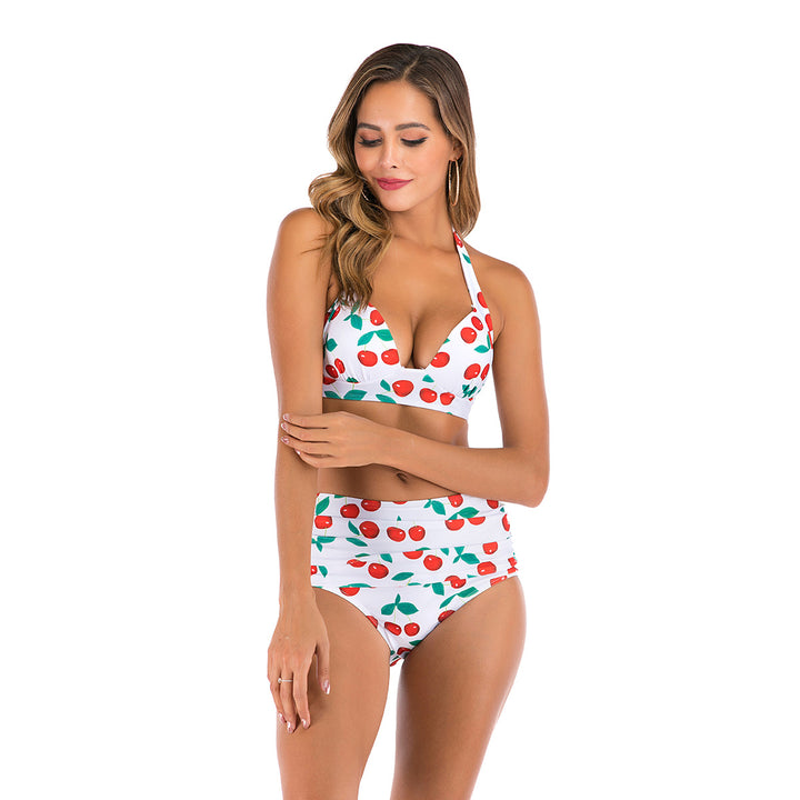 Damen Hoch taillierter Bikini mit floralem Design Drune