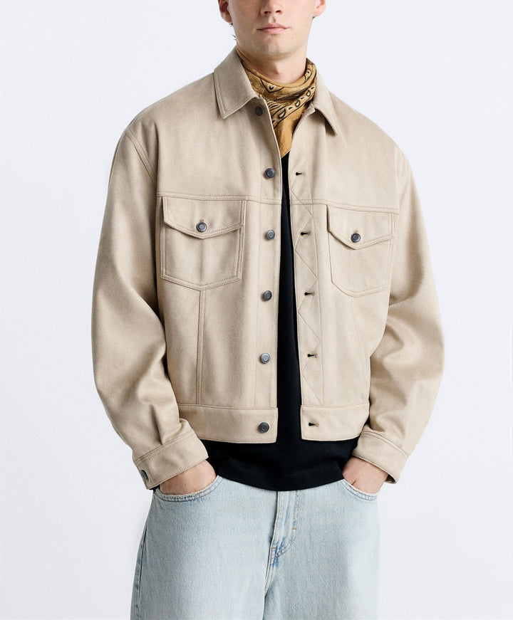 Herren lässige Wildlederjacke mit praktischen Brusttaschen und modernem Schnitt Drune