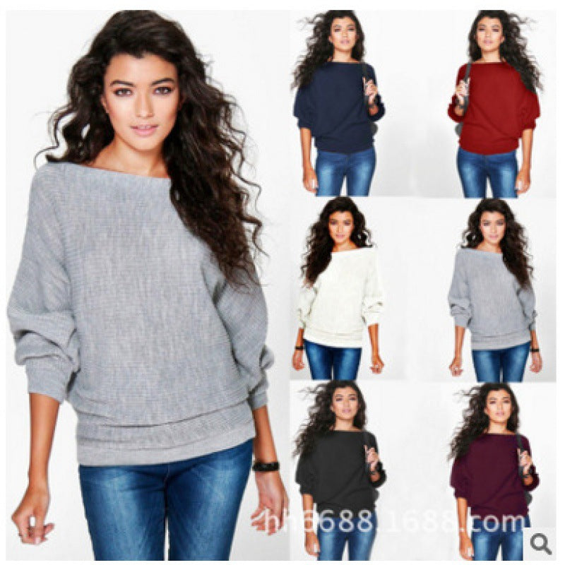 Damen Lässiger Oversized Pullover mit weiten Ärmeln und strukturiertem Stoff Drune