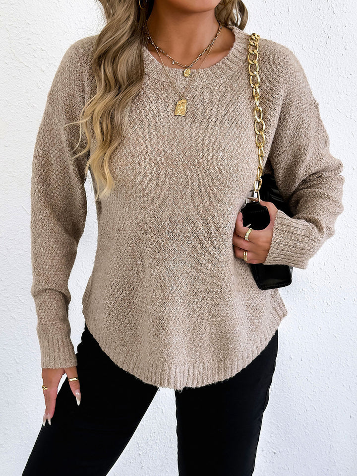 Damen lässiger Strickpullover mit hochwertigem Strukturmuster Drune