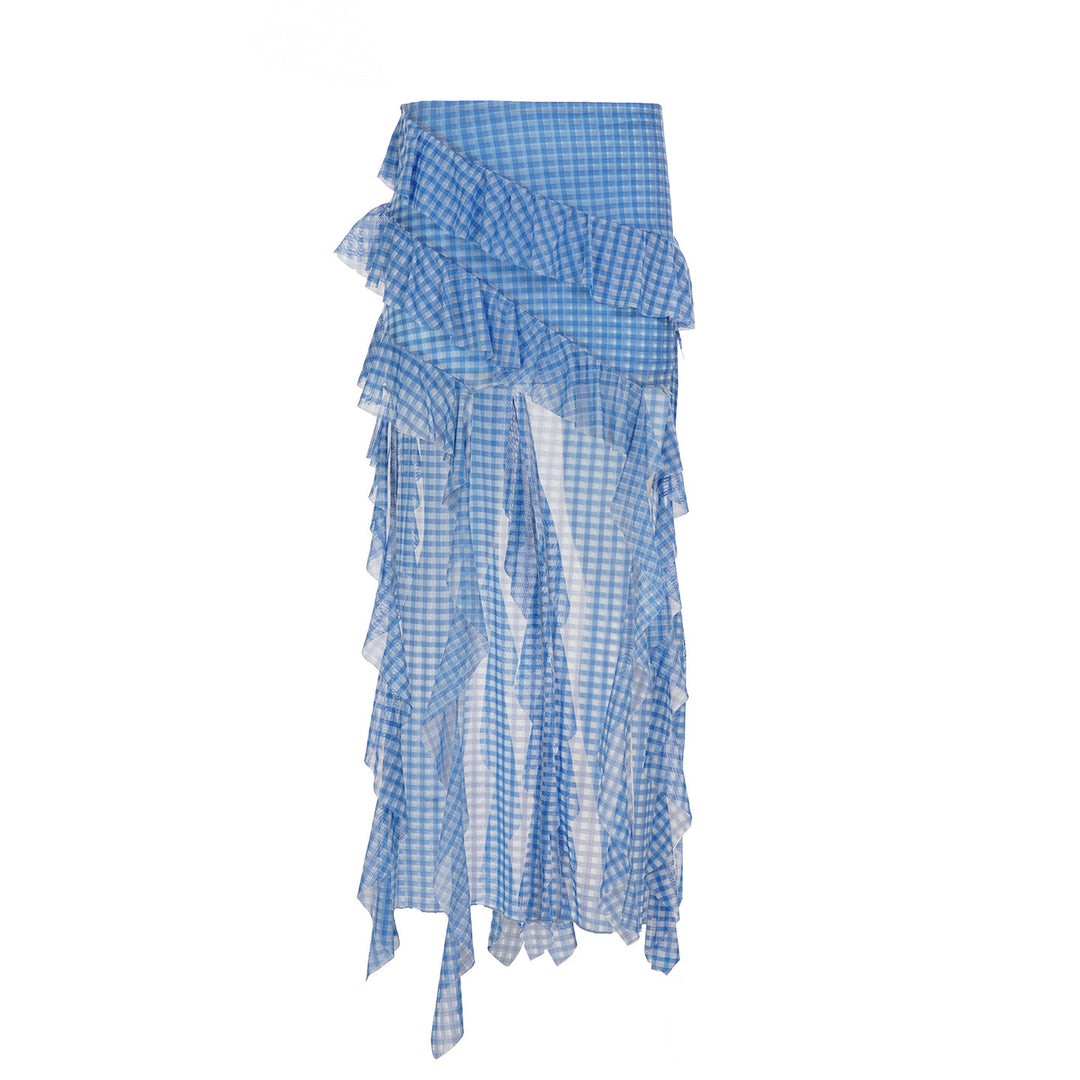 Damen Maxirock mit Rüschendetails und Vichy-Muster Drune