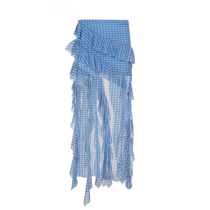 Damen Maxirock mit Rüschendetails und Vichy-Muster Drune