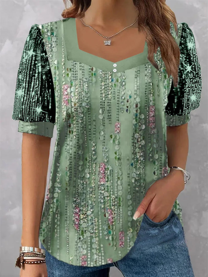 Damen Glitzernde V-Pullover Bluse Drune