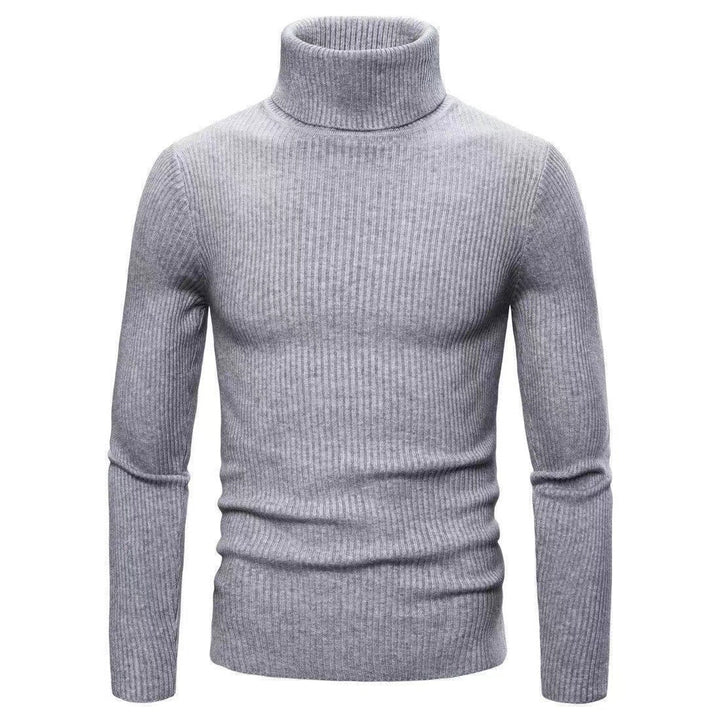 Herren hochwertiger Rollkragenpullover aus feinem Rippstrick Drune