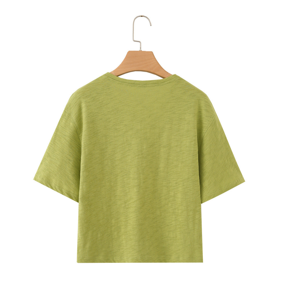Damen lässiges T-Shirt mit V-Ausschnitt und luftiger Passform Drune
