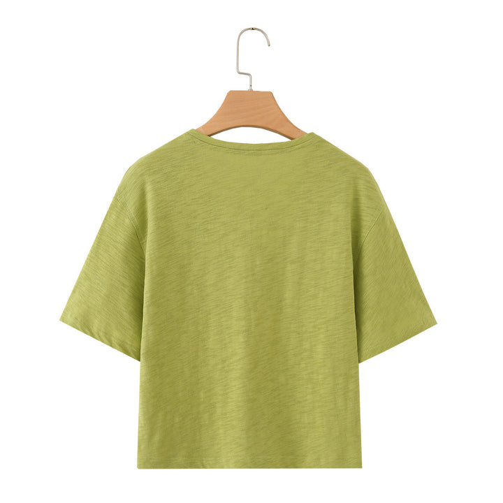 Damen lässiges T-Shirt mit V-Ausschnitt und luftiger Passform Drune