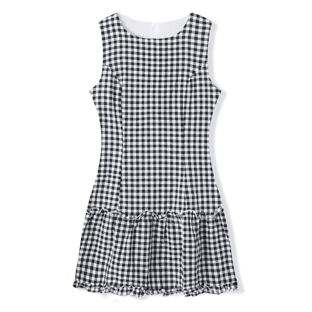 Damen Freizeitkleid mit Punkten und Rüschendetail Drune