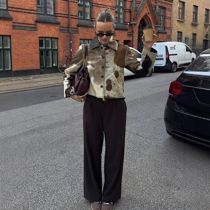 Damen modische Jacke mit tierischem Design und elegantem Schnitt Drune